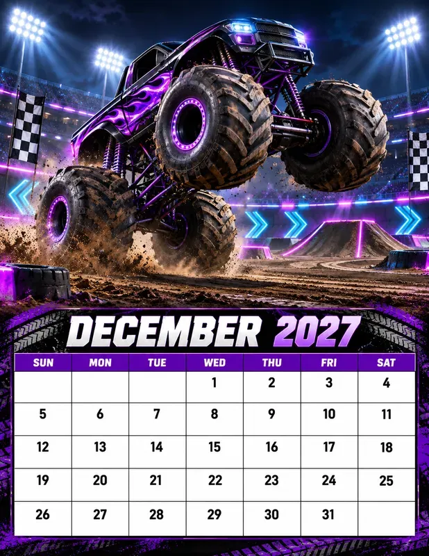 Monster Trucks 2027 Calendar Pages