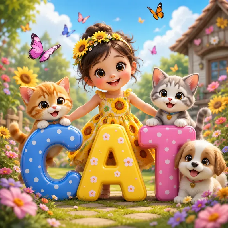 Adorable 3D Kids Learning Scenes