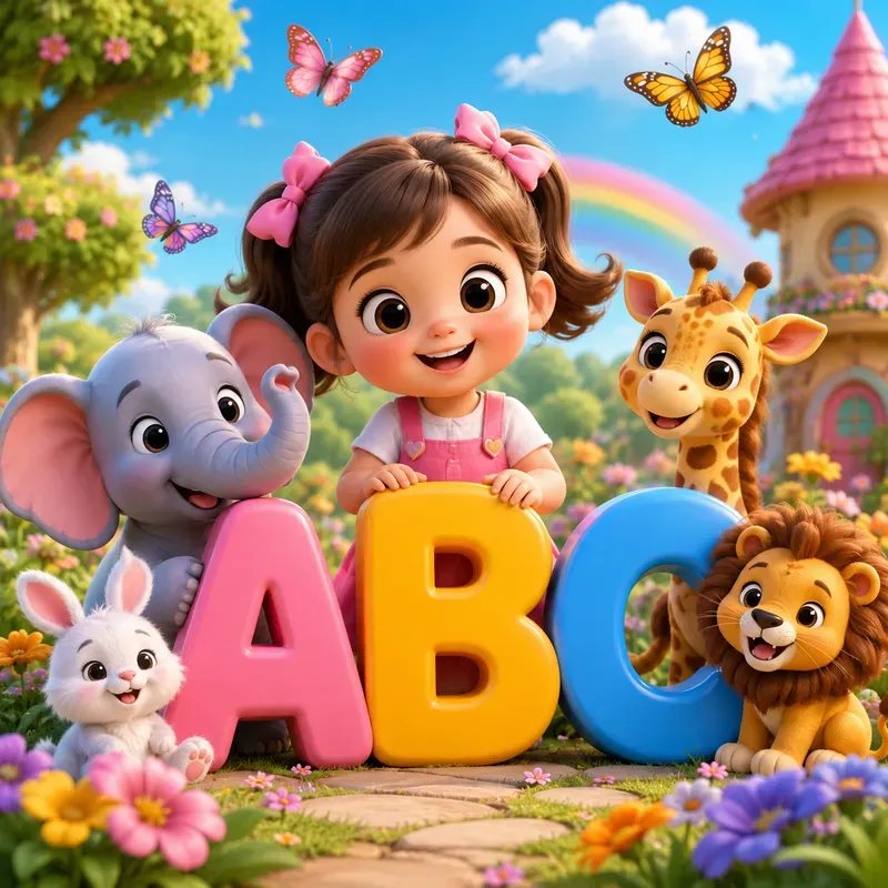 Adorable 3D Kids Learning Scenes