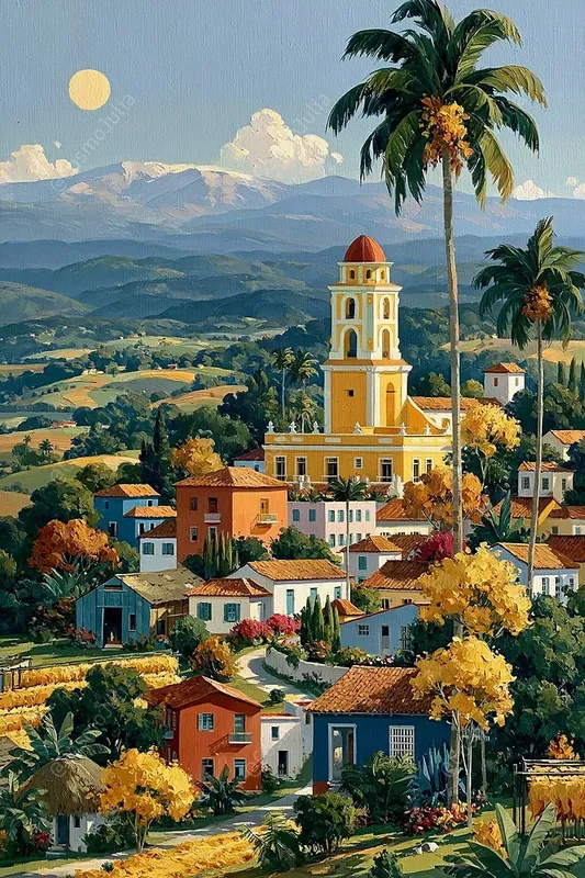 Tropical Caribbean Impasto Oil Art