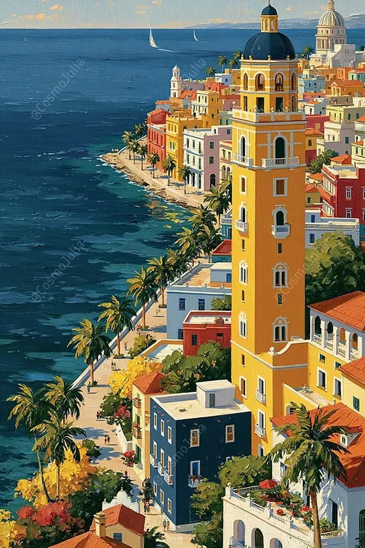 Tropical Caribbean Impasto Oil Art