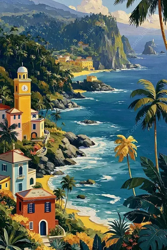 Tropical Caribbean Impasto Oil Art