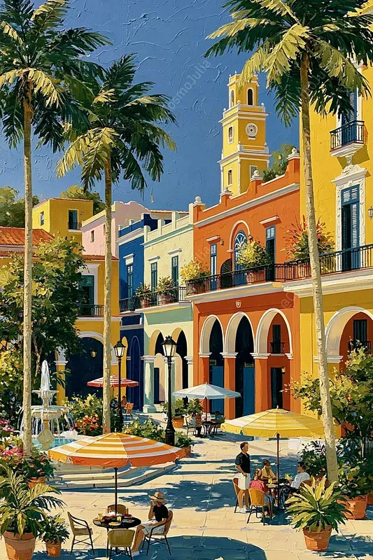Tropical Caribbean Impasto Oil Art
