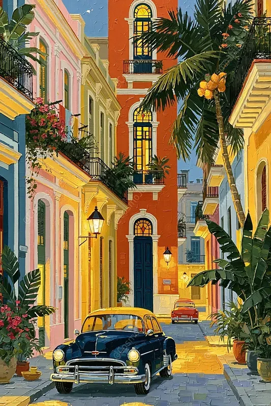 Tropical Caribbean Impasto Oil Art