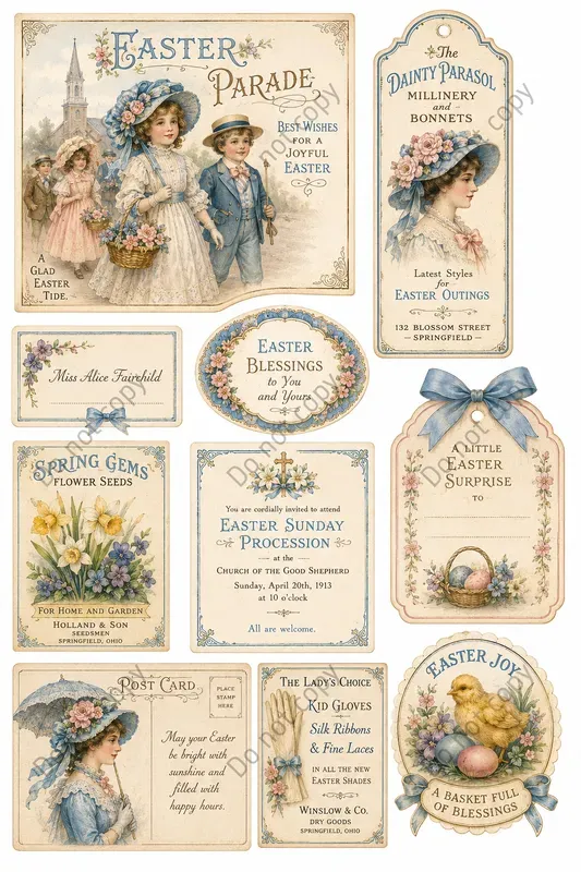 Vintage Easter Ephemera Sheets