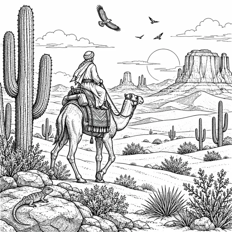 Vintage Adventure Coloring Scenes