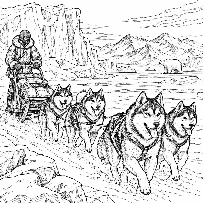 Vintage Adventure Coloring Scenes