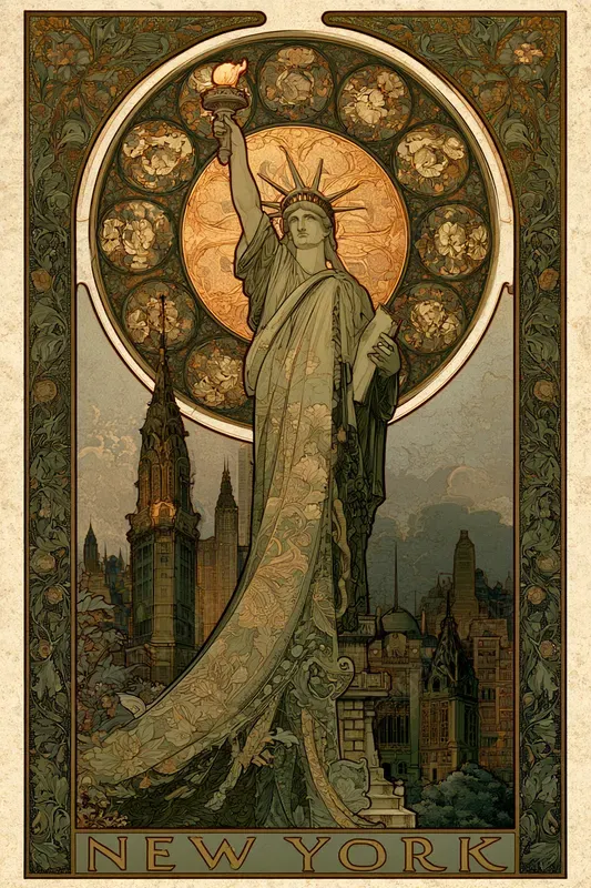 Ornate Art Nouveau Landmark Posters
