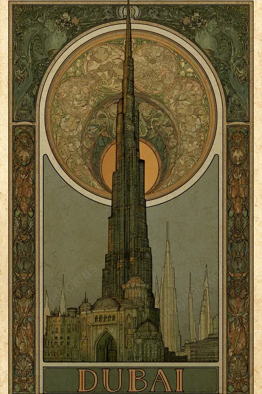 Ornate Art Nouveau Landmark Posters