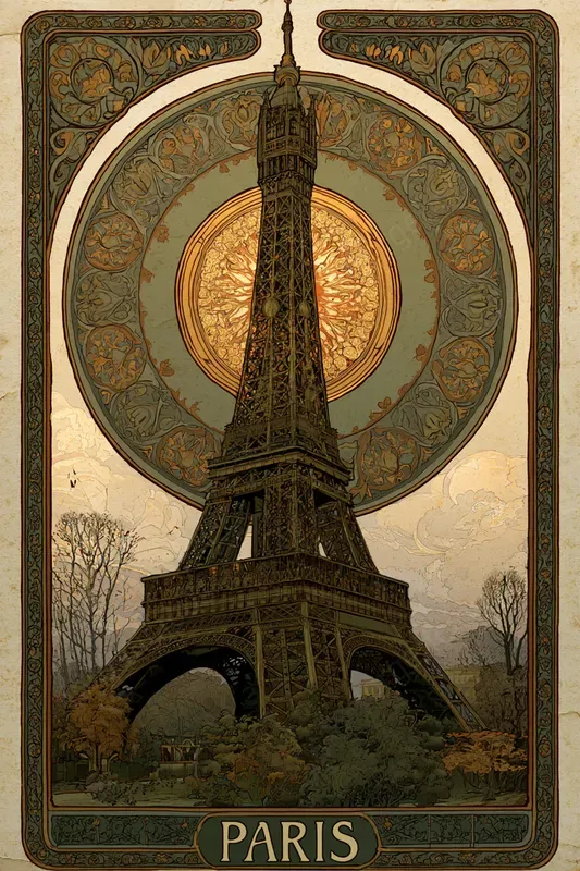 Ornate Art Nouveau Landmark Posters
