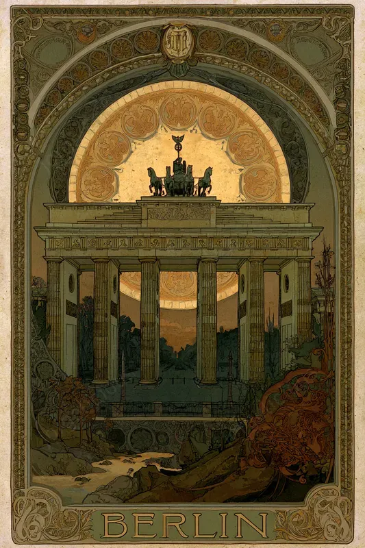 Ornate Art Nouveau Landmark Posters
