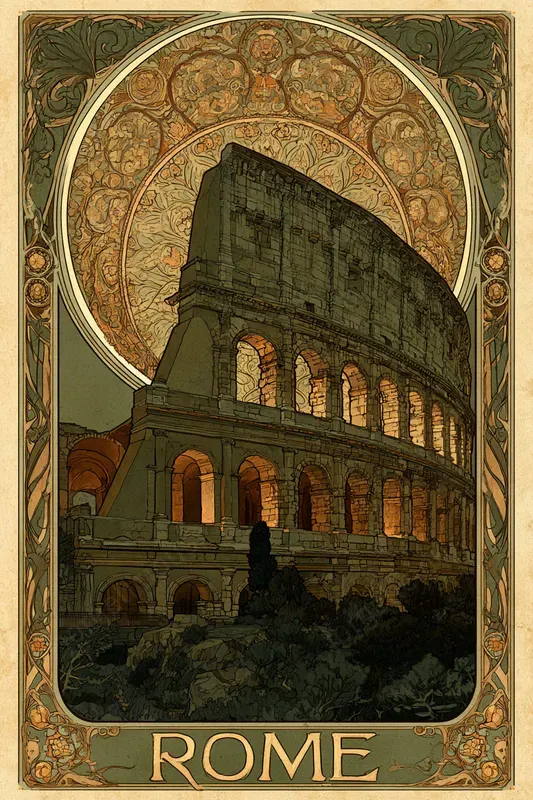 Ornate Art Nouveau Landmark Posters