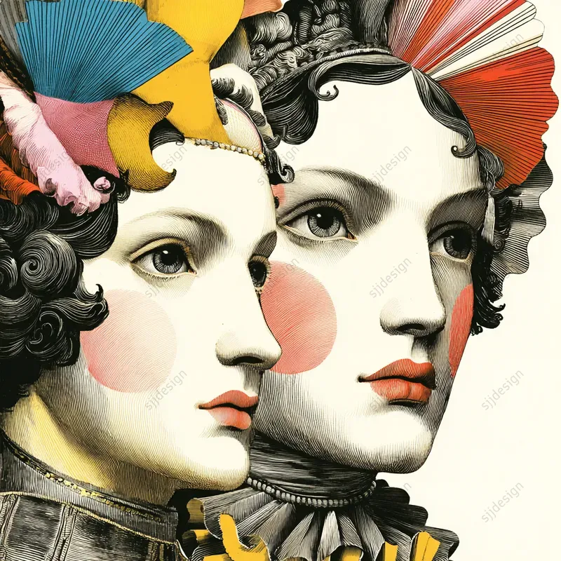 Pop Baroque Collage Illustrations