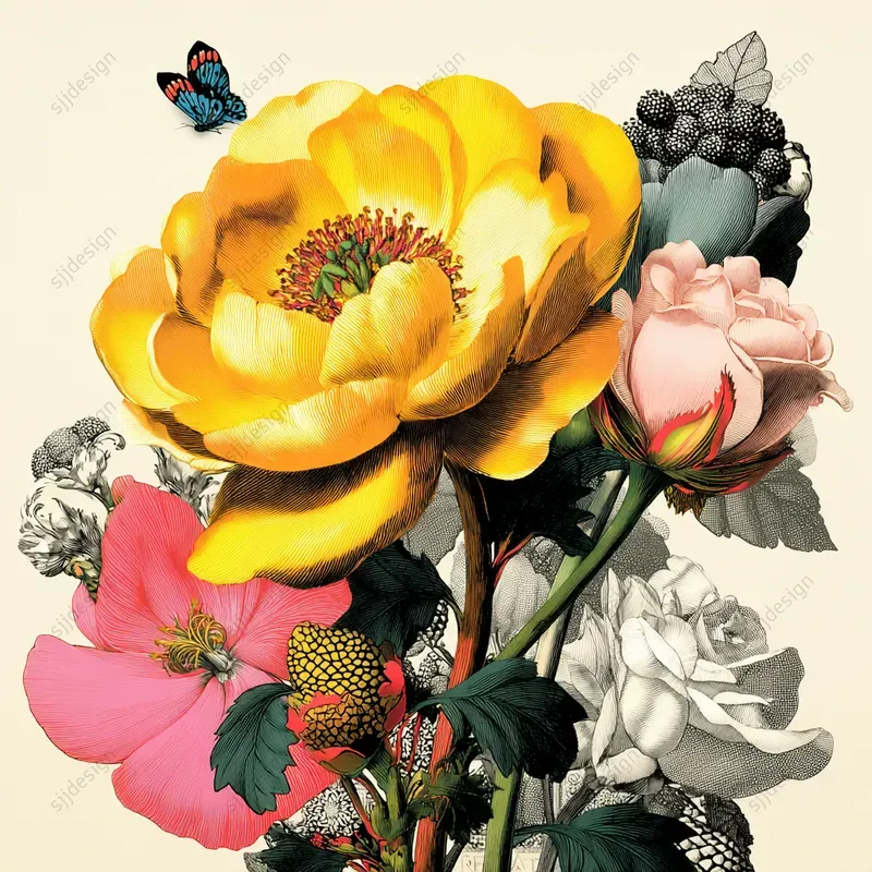Pop Baroque Collage Illustrations