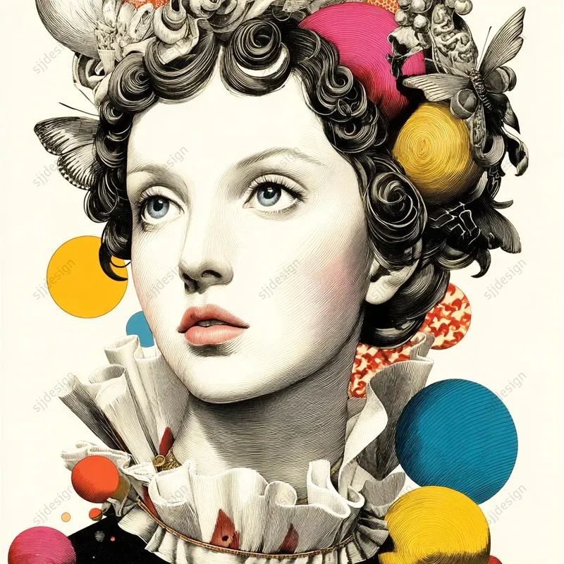 Pop Baroque Collage Illustrations