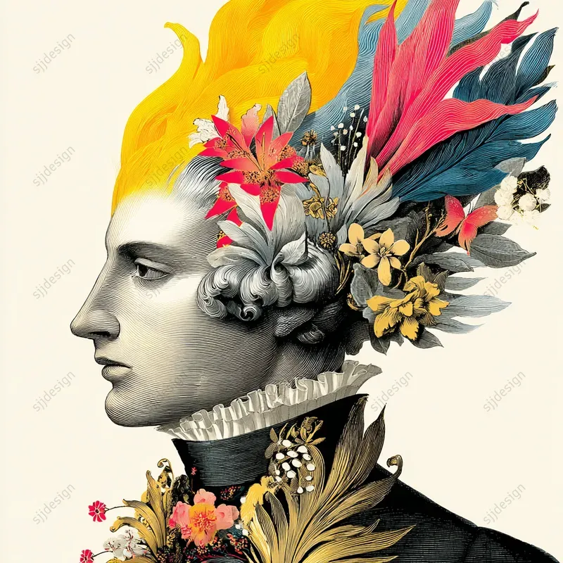 Pop Baroque Collage Illustrations