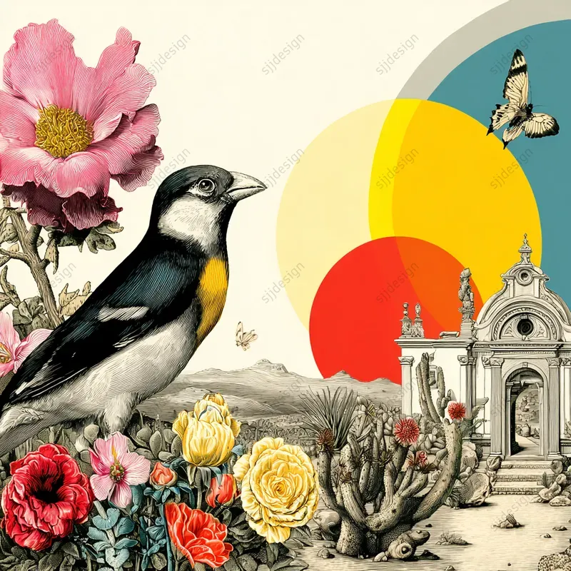Pop Baroque Collage Illustrations