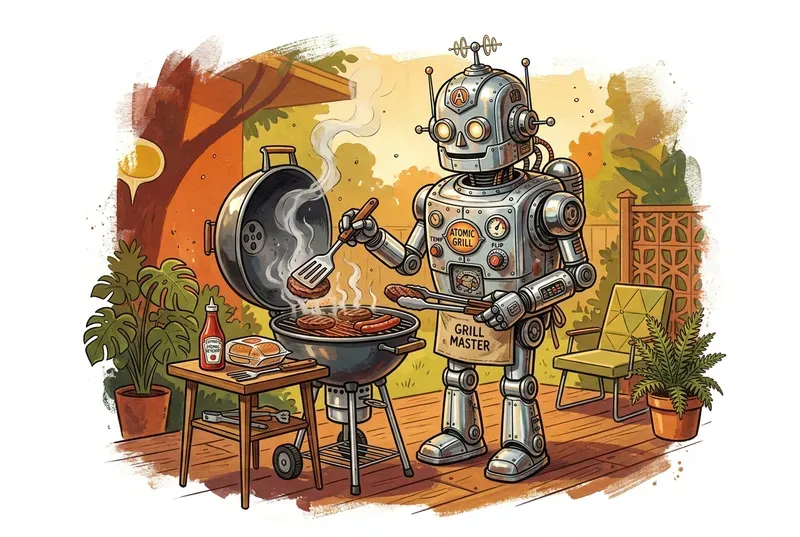 Retro 70s Robot Dad Illustrations