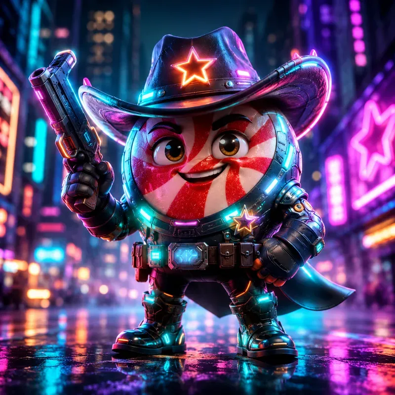 Luxury Candy Cowboy Mascot Portraits 3D