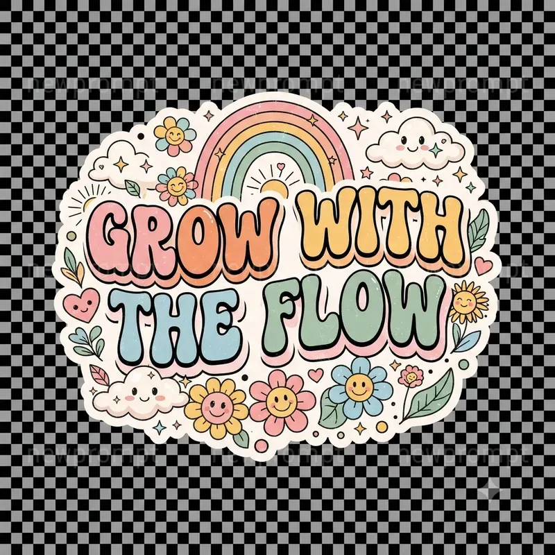 Groovy Retro Quote Sticker Designs