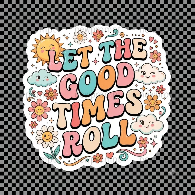Groovy Retro Quote Sticker Designs