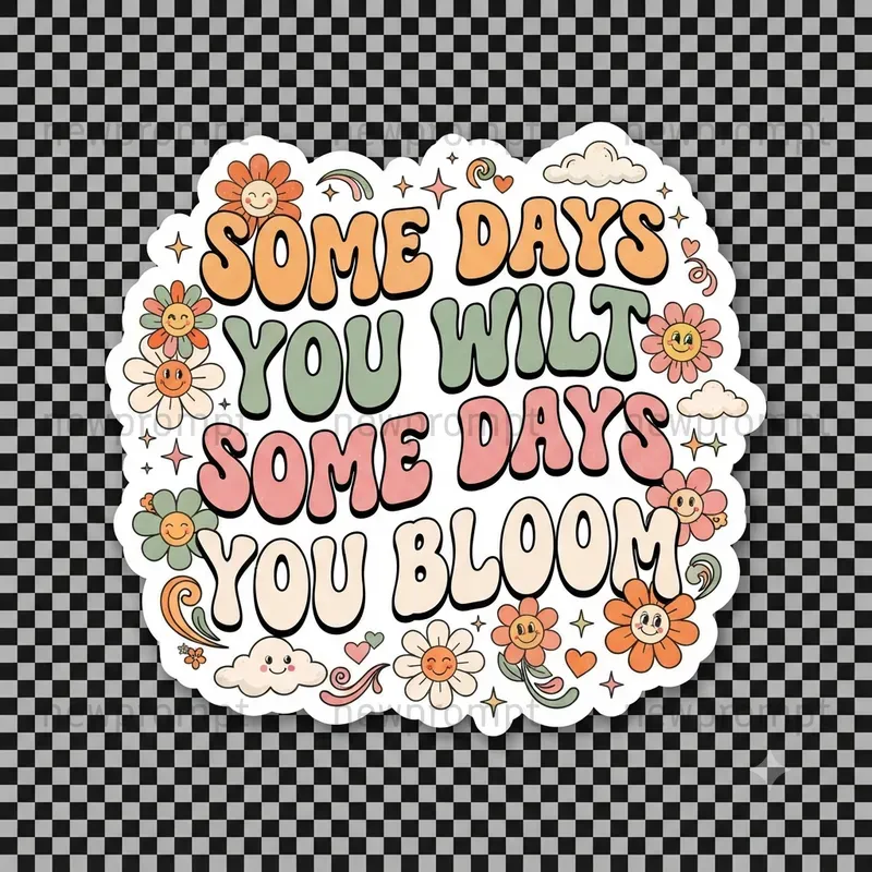 Groovy Retro Quote Sticker Designs