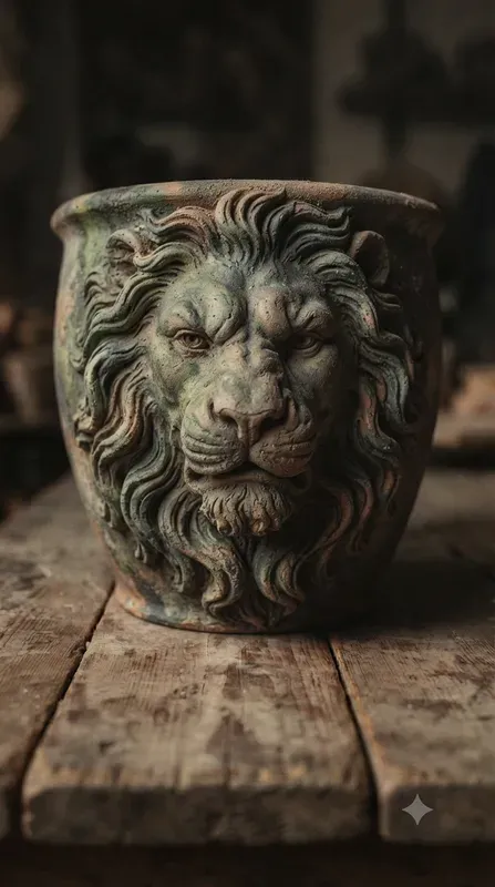 Vintage Clay Pot Sculpted Portraits