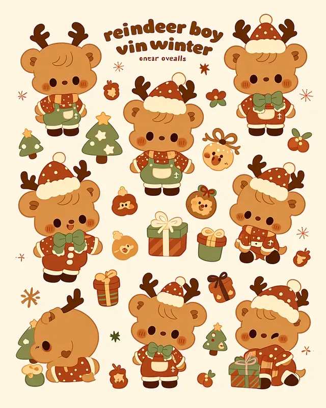 Kawaii Christmas Mascot Stickers