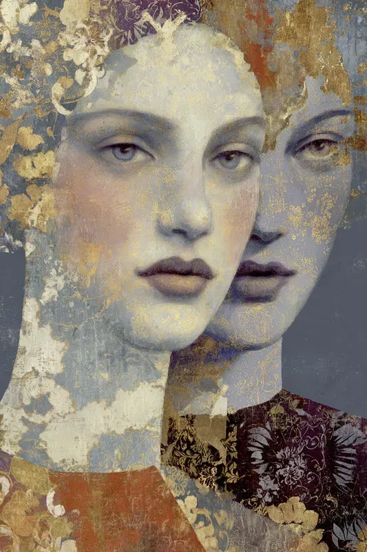 Vintage Gold Leaf Portrait Art