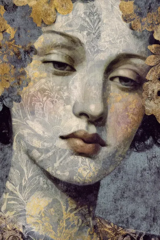 Vintage Gold Leaf Portrait Art