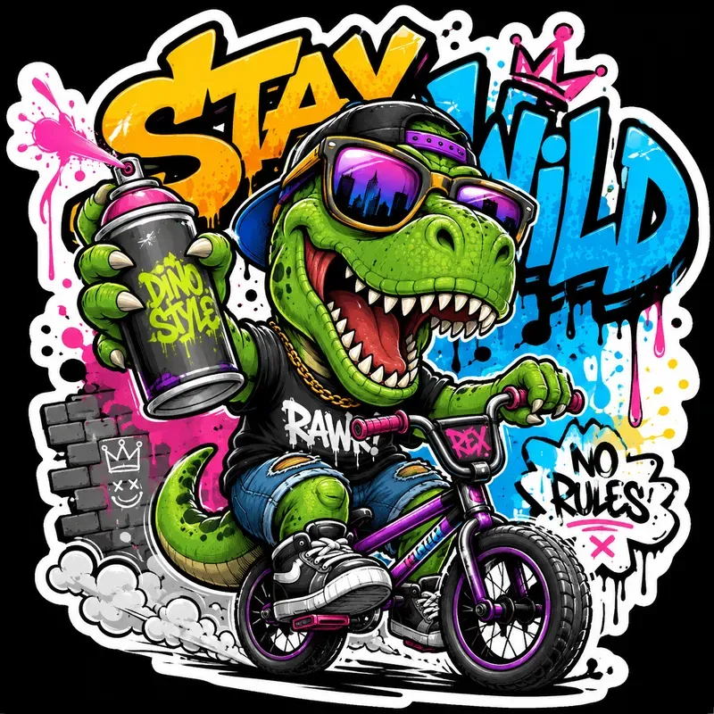 Retro Street Dino Stickers