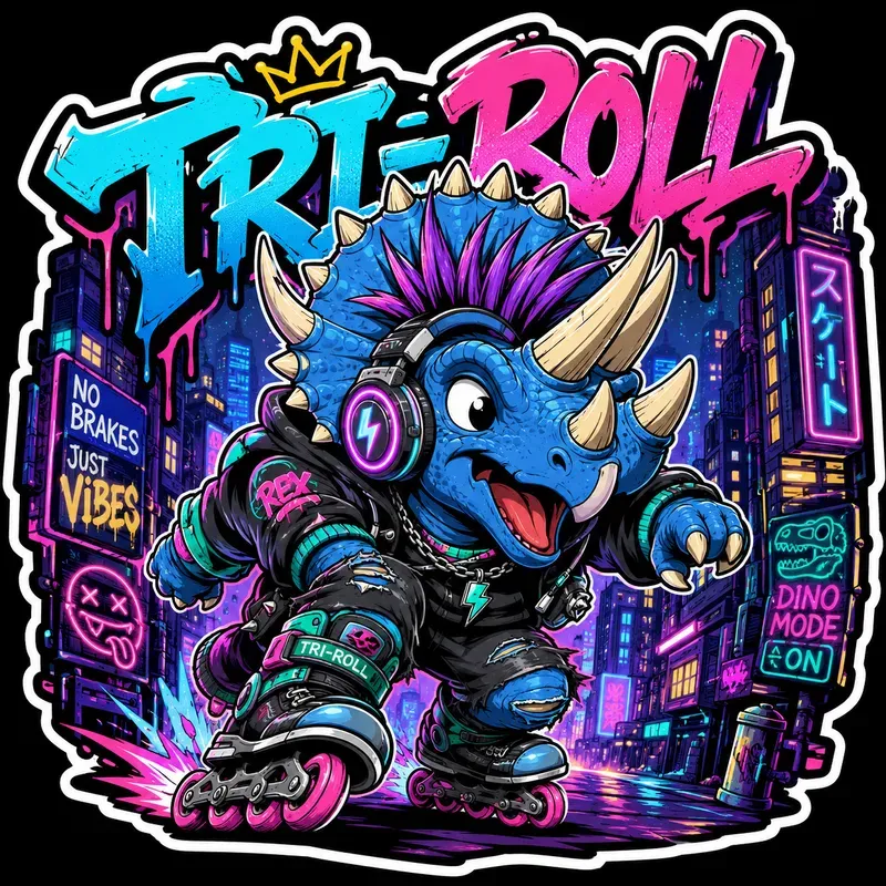 Retro Street Dino Stickers