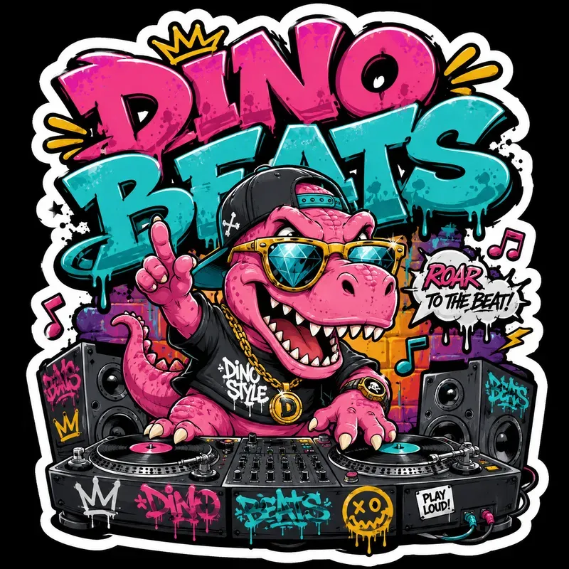 Retro Street Dino Stickers