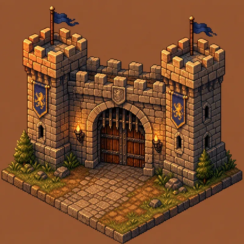 Isometric Pixel Art Medieval Castles