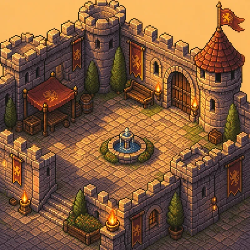 Isometric Pixel Art Medieval Castles