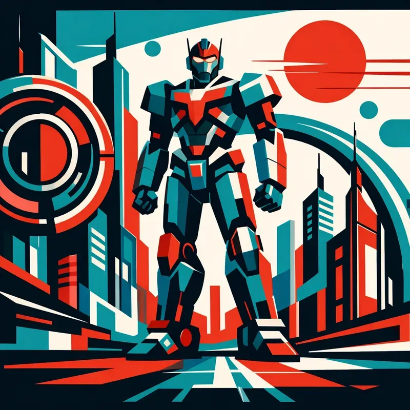 Modern Geometric Character City Art