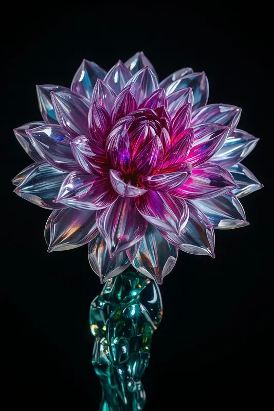 3D Art Nouveau Glass Flower Renders
