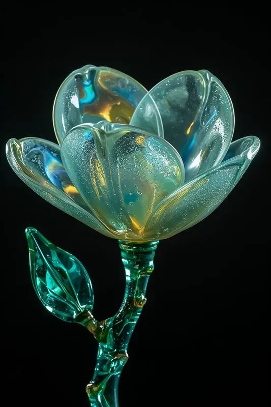 3D Art Nouveau Glass Flower Renders