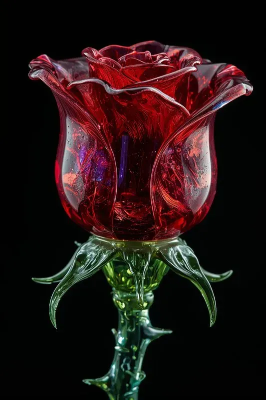 3D Art Nouveau Glass Flower Renders