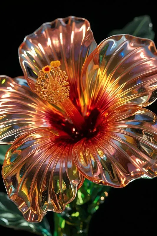 3D Art Nouveau Glass Flower Renders