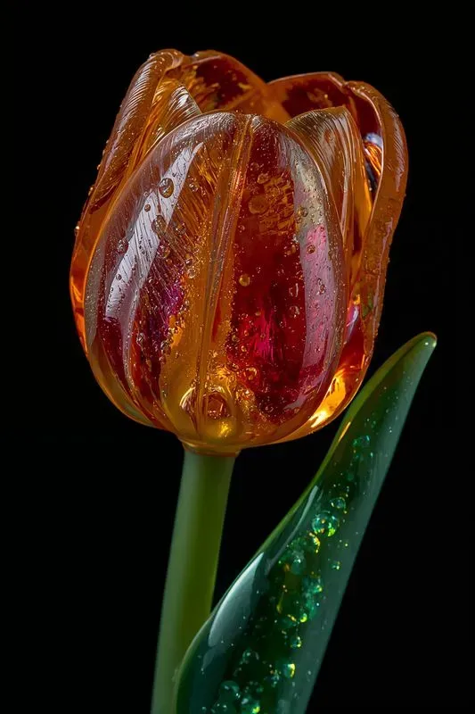 3D Art Nouveau Glass Flower Renders