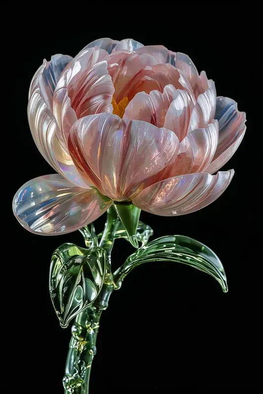 3D Art Nouveau Glass Flower Renders