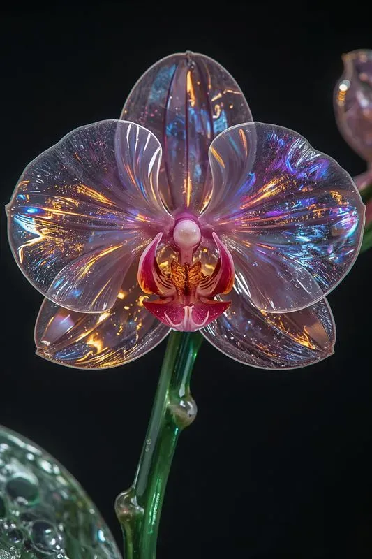 3D Art Nouveau Glass Flower Renders
