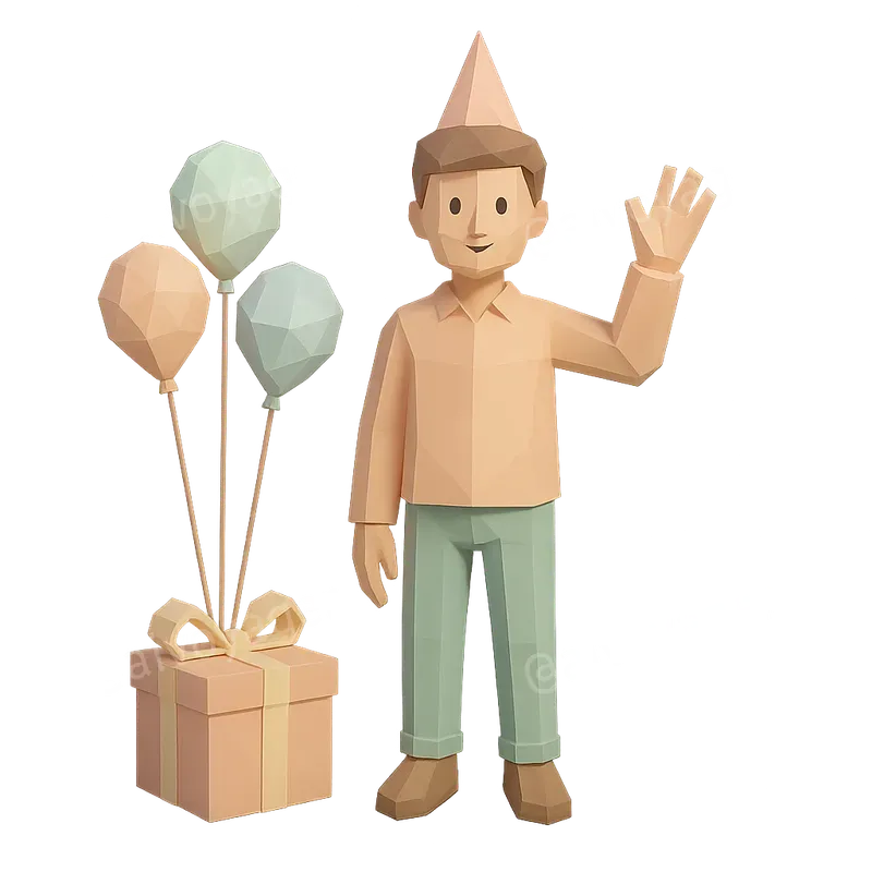 Lowpoly Birthday Party Characters