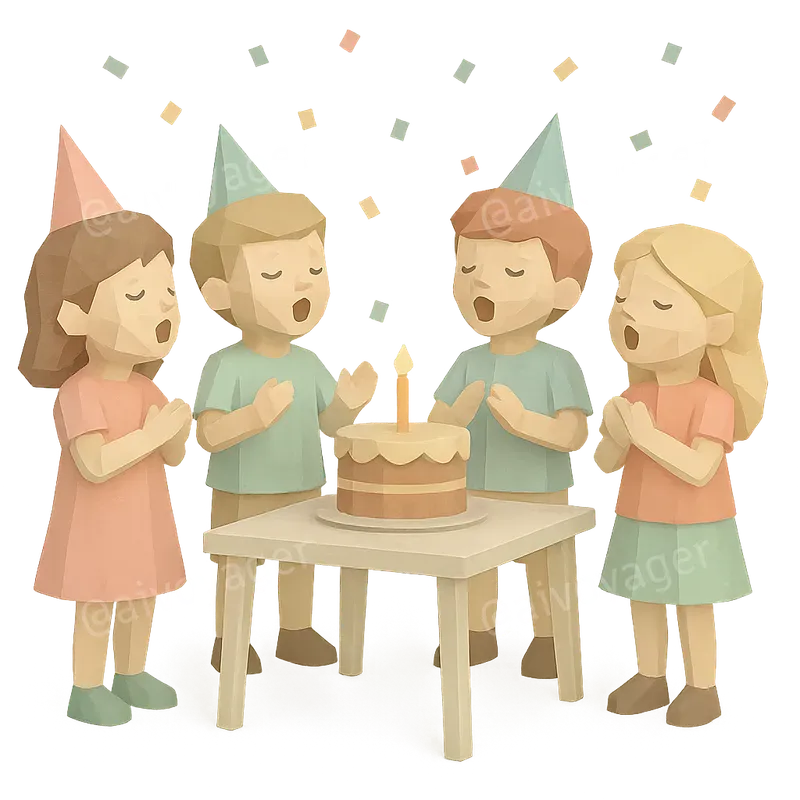 Lowpoly Birthday Party Characters