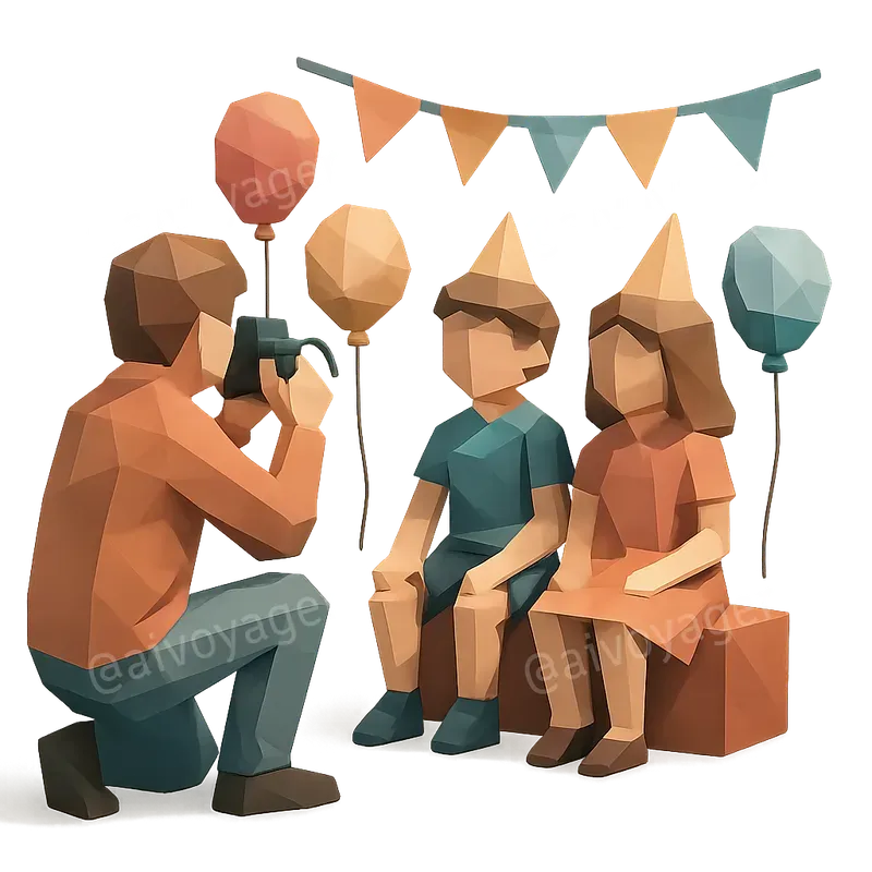 Lowpoly Birthday Party Characters