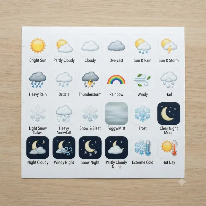 Weather Icon Sticker Sheet Systems