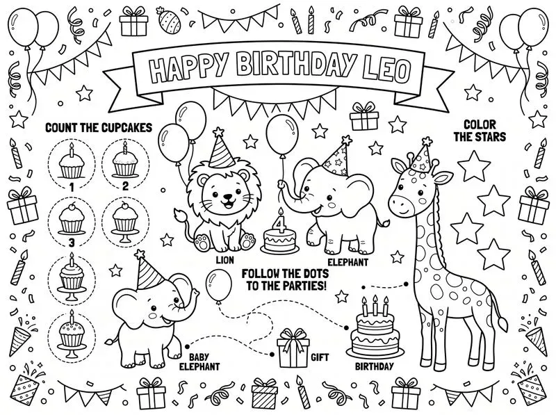 Kids Birthday Activity Placemat Makers