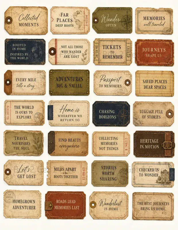 Vintage Junk Journal Sentiment Labels