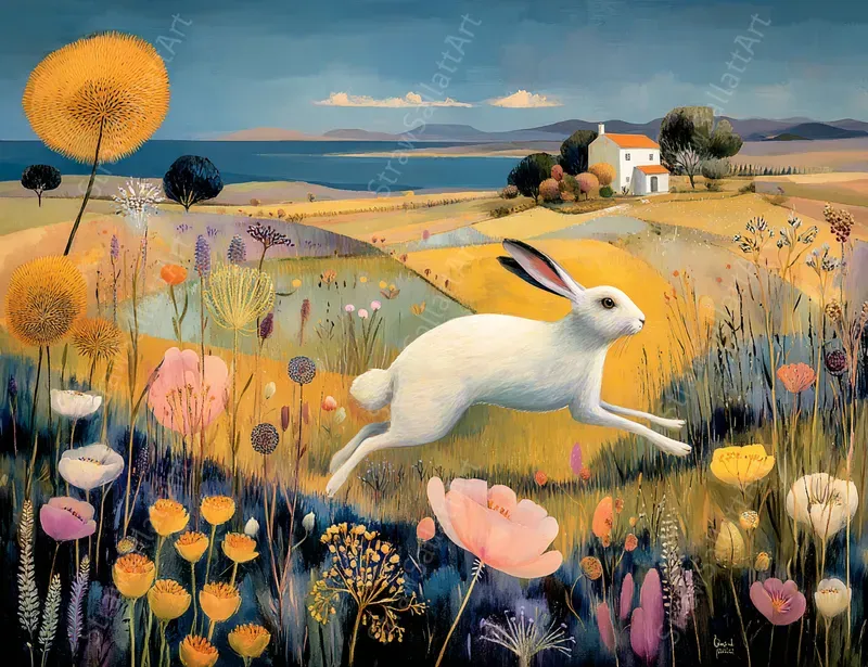 Modern Boho Countryside Oil Painting Art